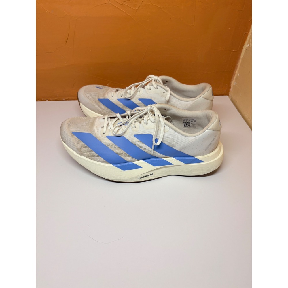 Adidas Womens 9.5 Adizero Evo SL Lightstrike Pro Running Shoes White Blue